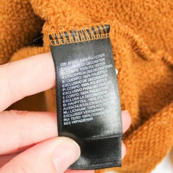 The North Face Men's Textured Quarter Zip Pullover Sweatshirt Orange Medium - Picture 8 of 8